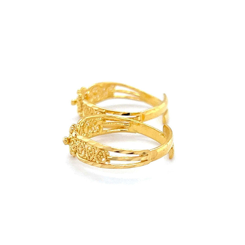 22K Gold Filigree Toe Rings - Pair