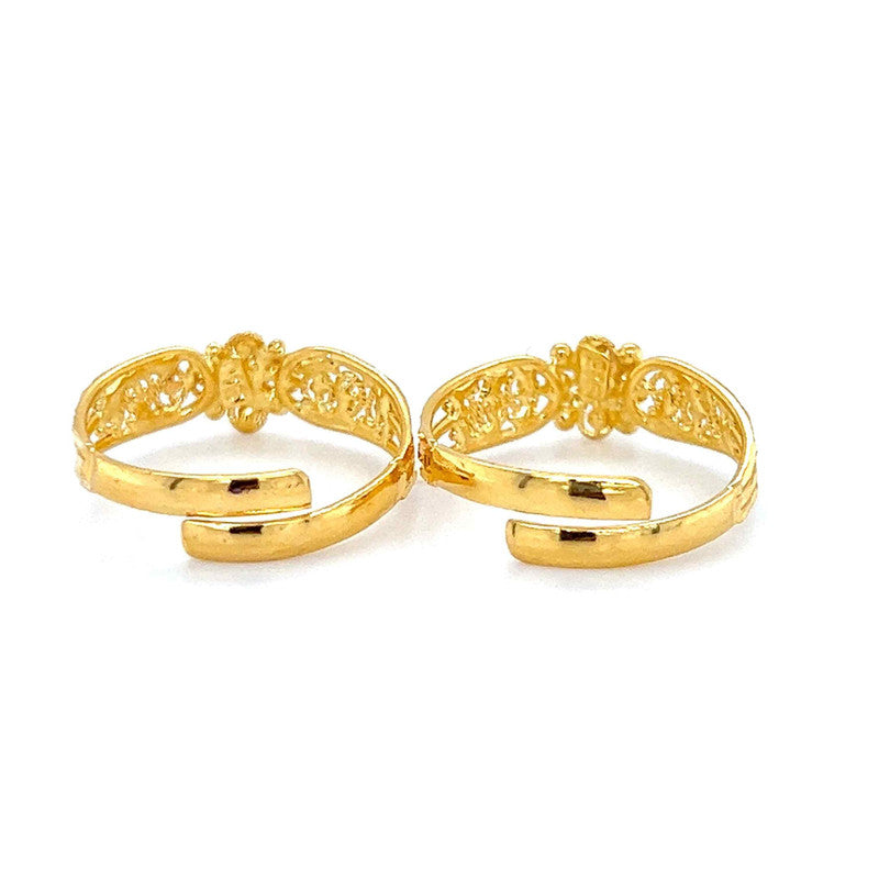 22K Gold Filigree Toe Rings - Pair