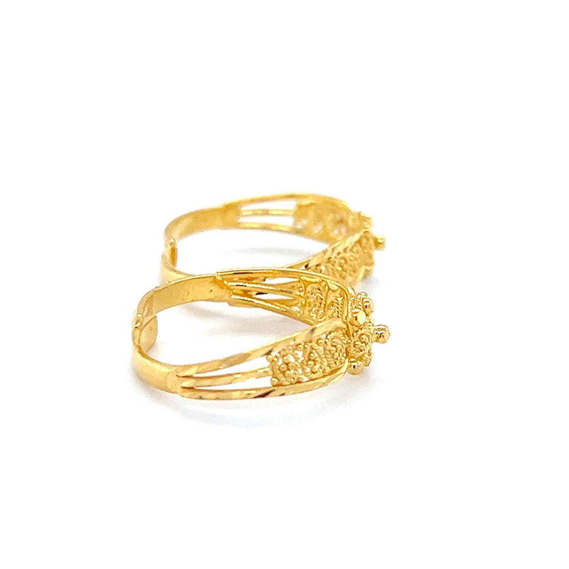 22K Gold Filigree Toe Rings - Pair