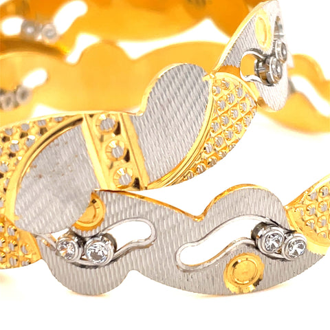 22K Gold Two-Tone Dancing Stone Bangles - Pair