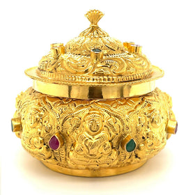 22K Gold Emerald and Ruby Sindoor Box
