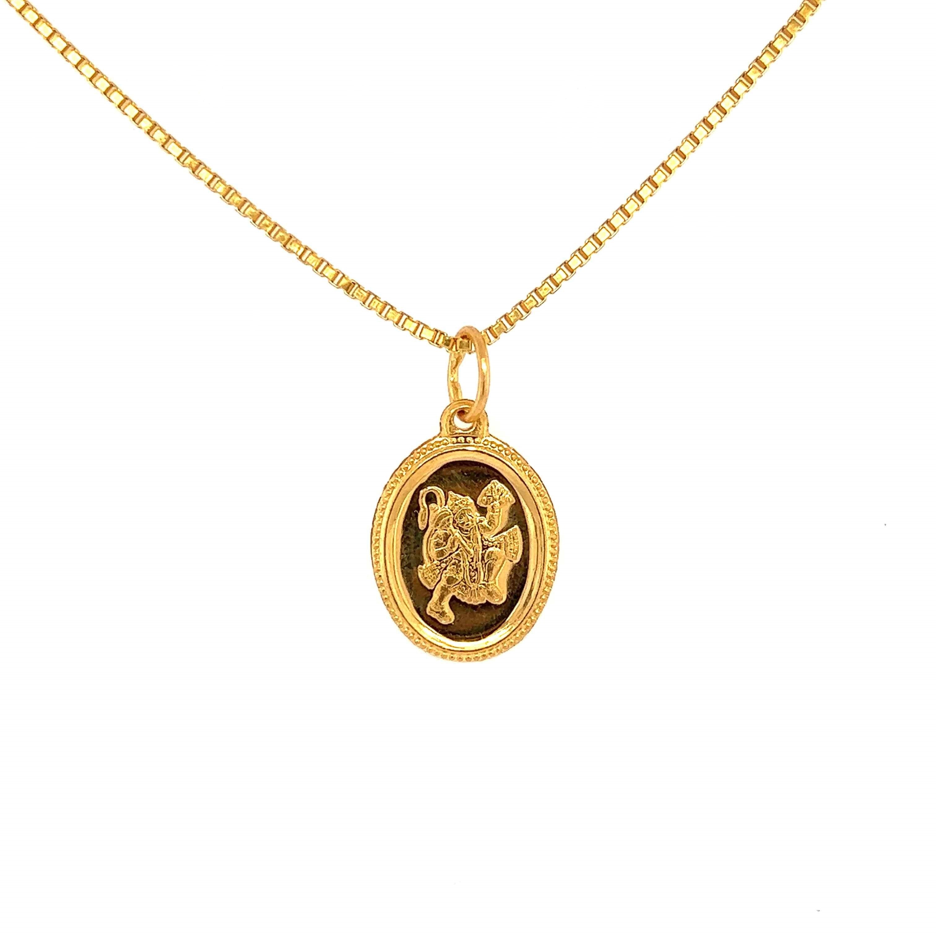 22K Gold Hanuman Om Oblong Pendant