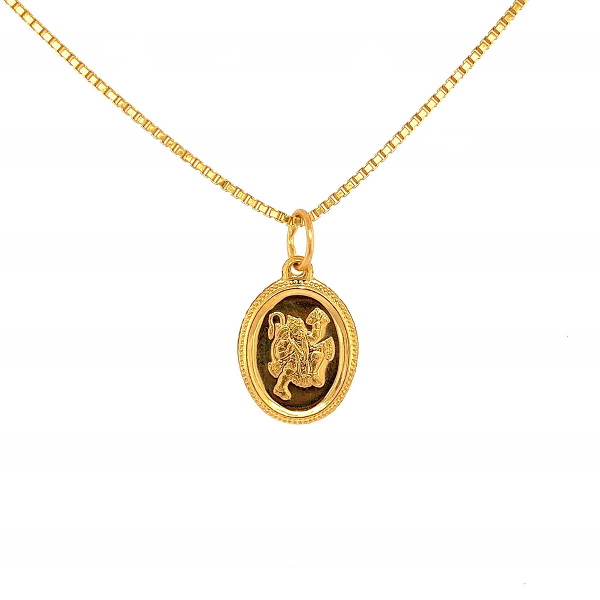 22K Gold Hanuman Om Oblong Pendant