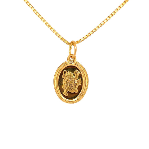 22K Gold Hanuman Om Oblong Pendant