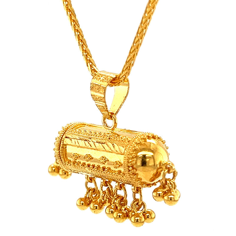 22K Gold Taweez Charm Locket Pendant with Dangling Beads – Gold Palace