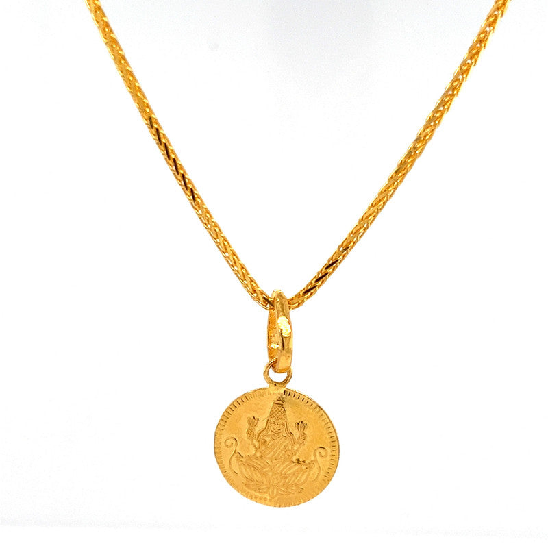 22K Gold Solid Lakshmi Coin Pendant – Gold Palace