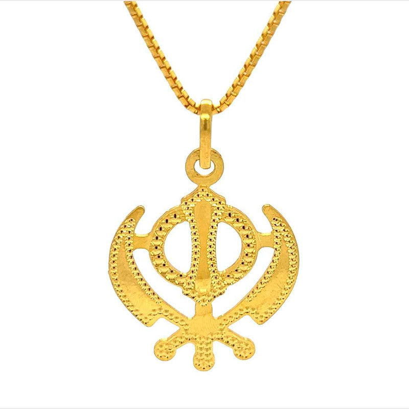 22K Gold Religious Khanda Sikh Pendant