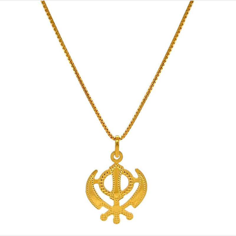 22K Gold Religious Khanda Sikh Pendant