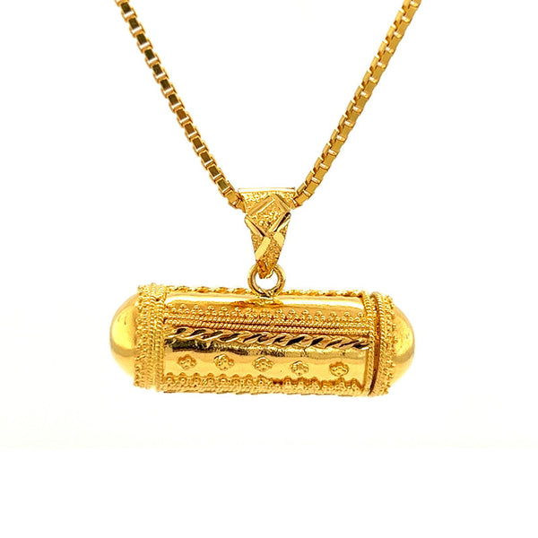 22K Gold Taweez Charm Locket Pendant with Dangling Beads – Gold Palace