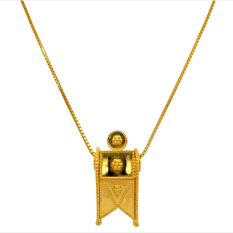 22K Gold Laser-Cut Thali Pendant