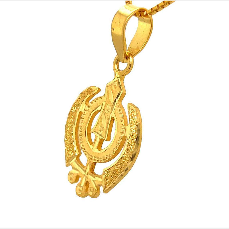 22K Gold Textured Khanda Sikh Pendant