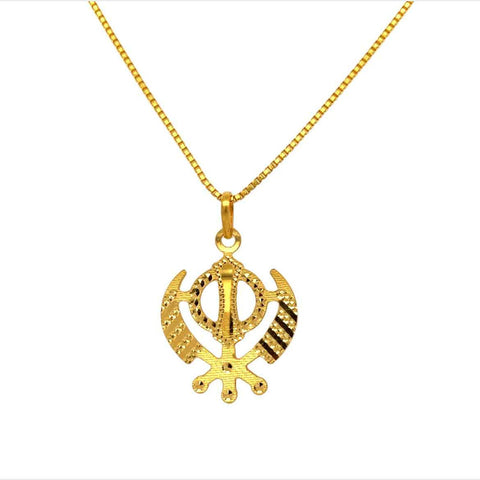 22K Gold Timeless Laser-Etched Khanda Sikh Pendant