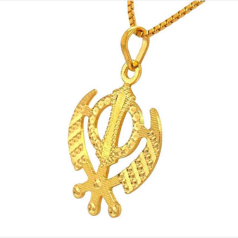 22K Gold Timeless Laser-Etched Khanda Sikh Pendant