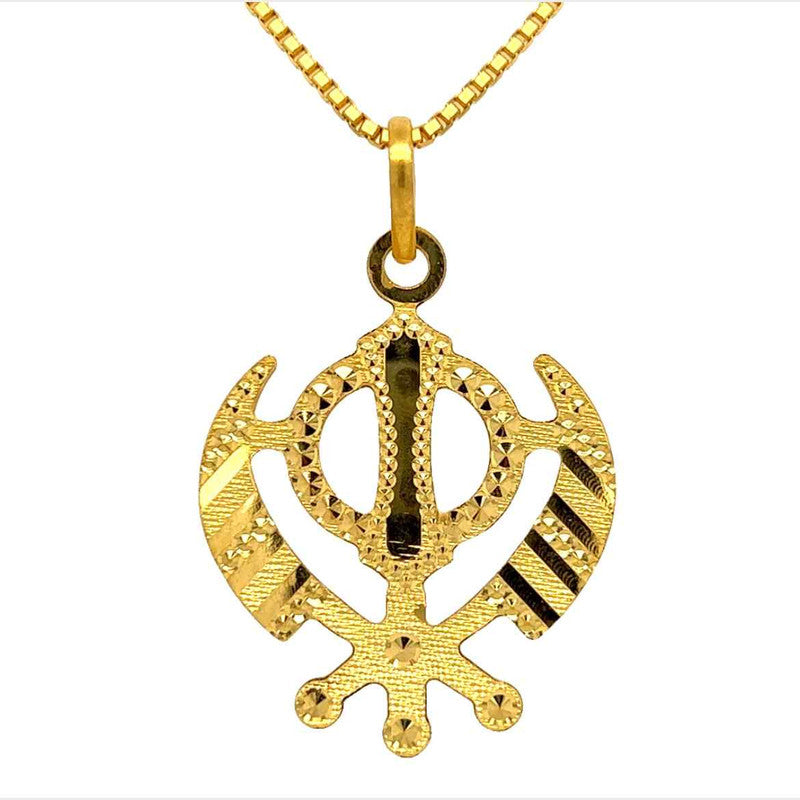 22K Gold Timeless Textured Khanda Sikh Pendant