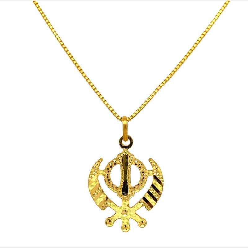 22K Gold Timeless Textured Khanda Sikh Pendant