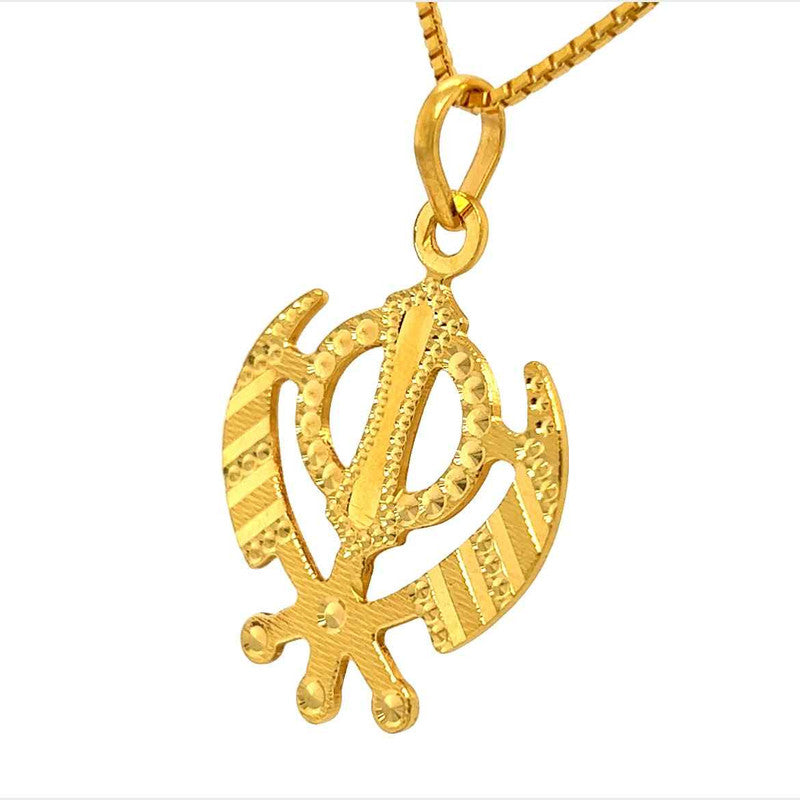 22K Gold Timeless Textured Khanda Sikh Pendant