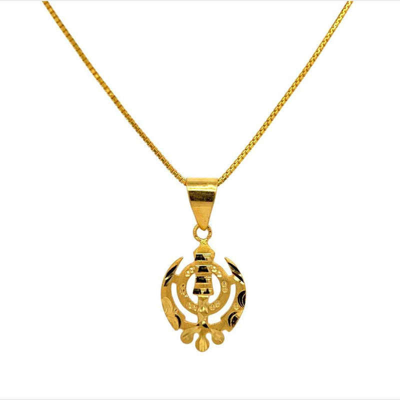 22K Gold Khanda Sikh Cutout Pendant