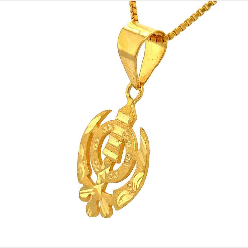 22K Gold Khanda Sikh Cutout Pendant