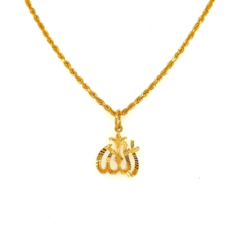 22k Gold Laser Etched Classic Allah Pendant