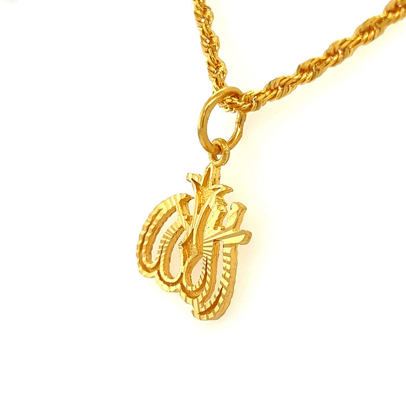 22k Gold Laser Etched Classic Allah Pendant