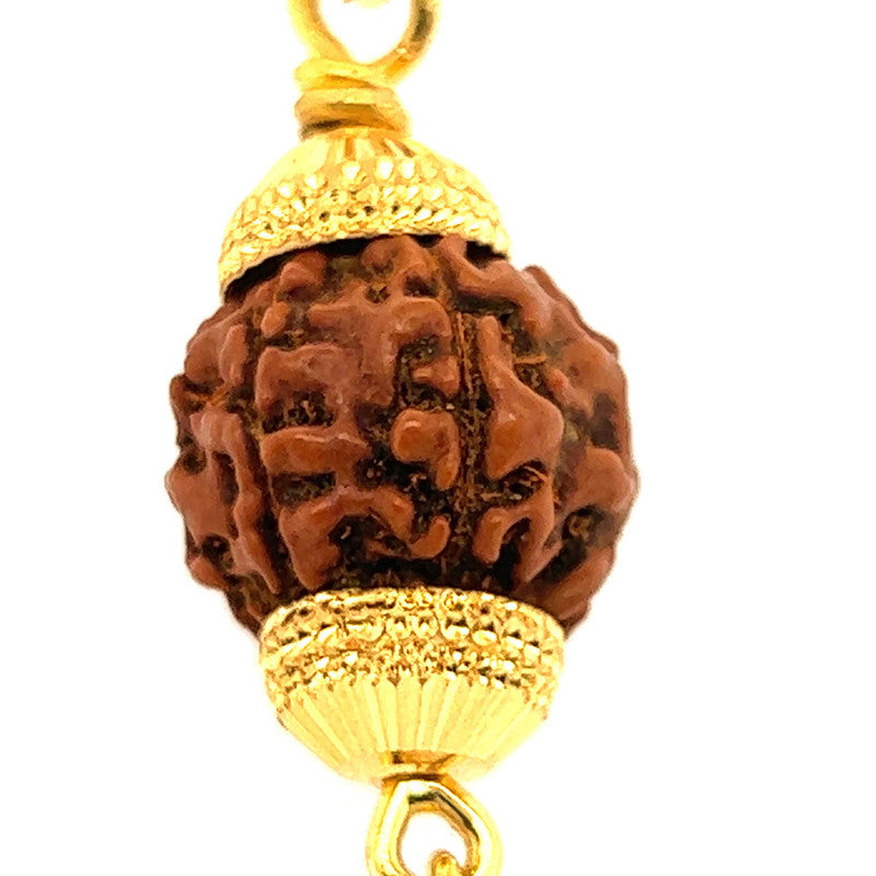 22K Gold Statement Rudraksha Pendant with Dangling Beads