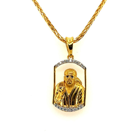 22K Ornate Sai Baba Flute Pendant