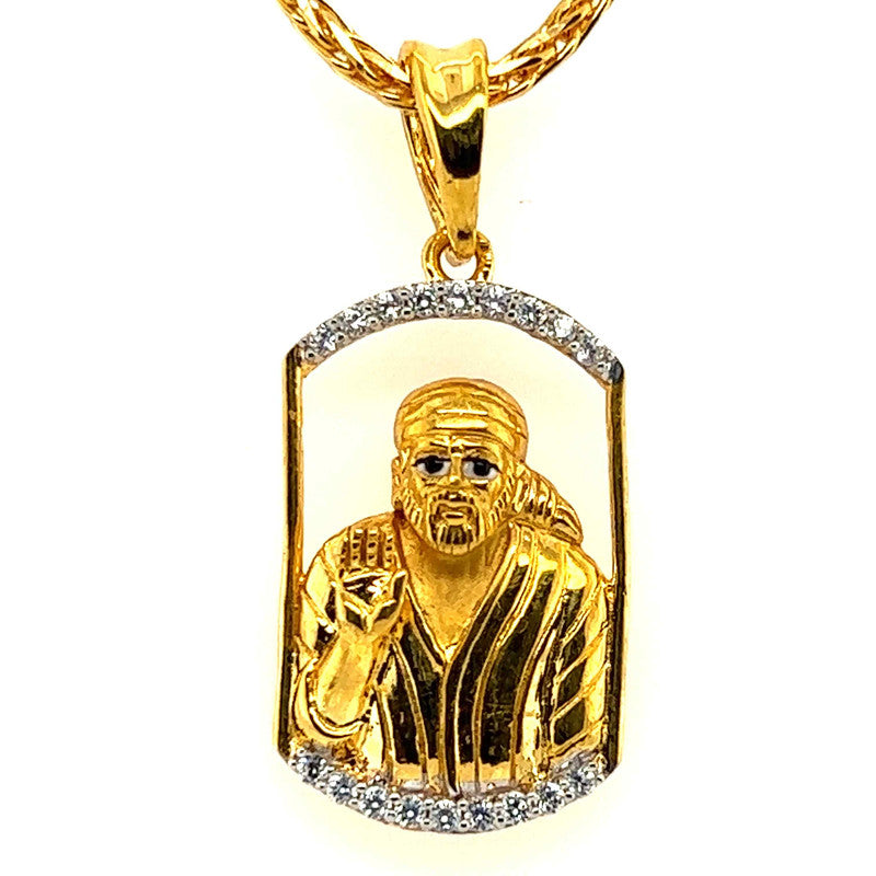 22K Ornate Sai Baba Flute Pendant