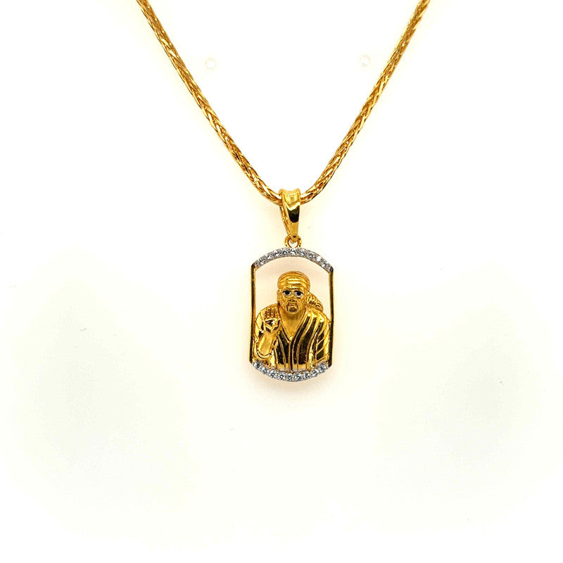 22K Ornate Sai Baba Flute Pendant