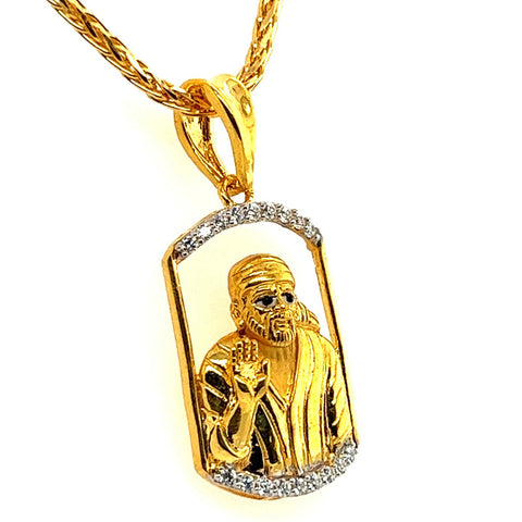 22K Ornate Sai Baba Flute Pendant