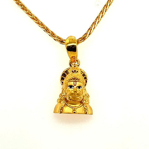 22K Gold Hanuman Bust Pendant