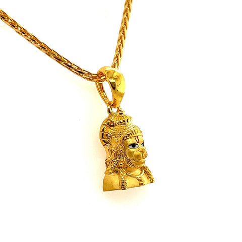 22K Gold Hanuman Bust Pendant