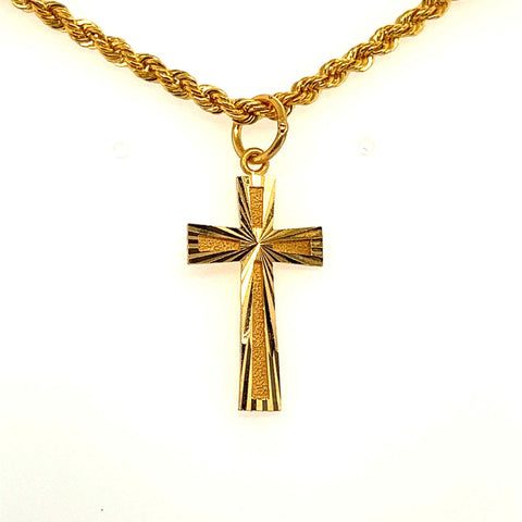 22K Gold Laser Cut Cross Pendant
