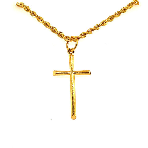 22K Gold Classic Cross Pendant