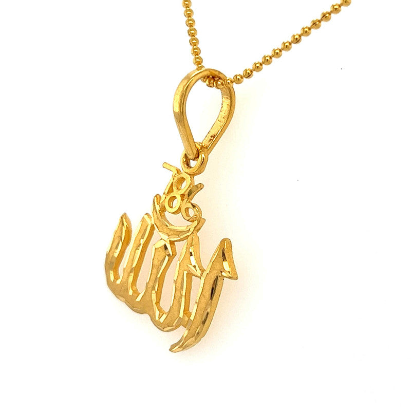 22K Gold 786 Allah Pendant