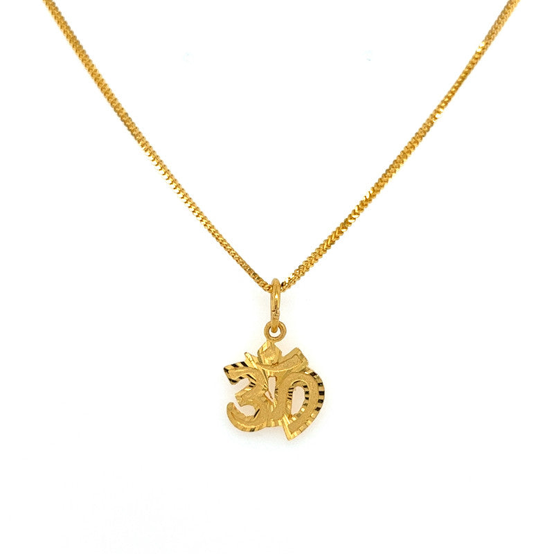 22K Gold Laser-Cut Solid Om Pendant