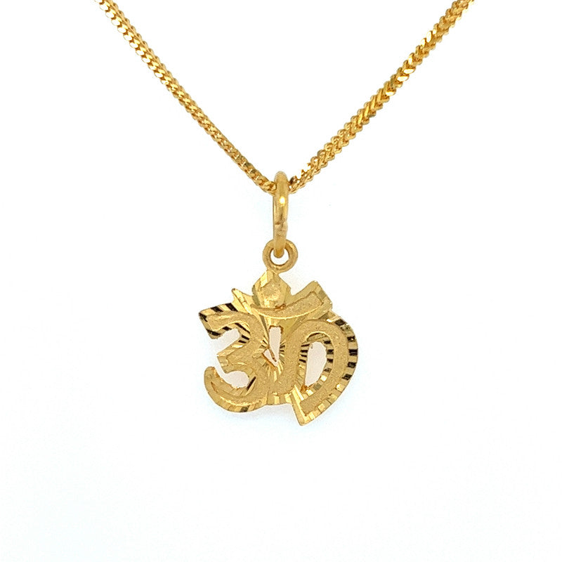 22K Gold Laser-Cut Solid Om Pendant