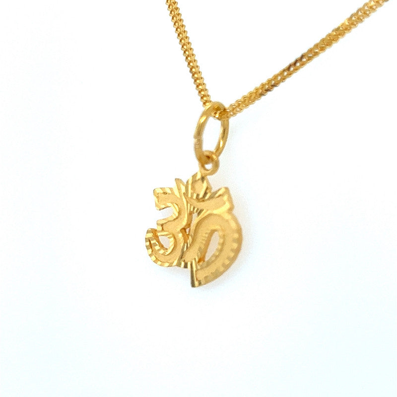 22K Gold Laser-Cut Solid Om Pendant