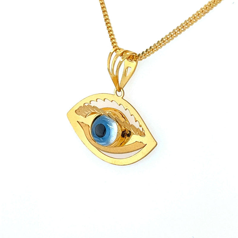 22K Gold Diamond-Cut Evil Eye Pendant