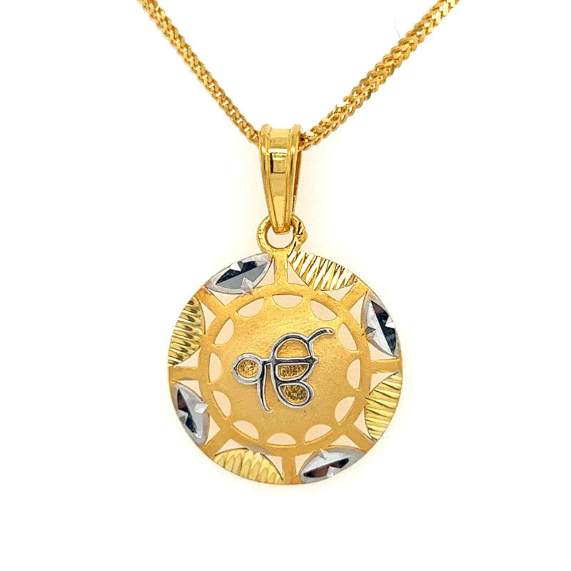 22K Two Tone Gold Ik Onkar Sikh Pendant