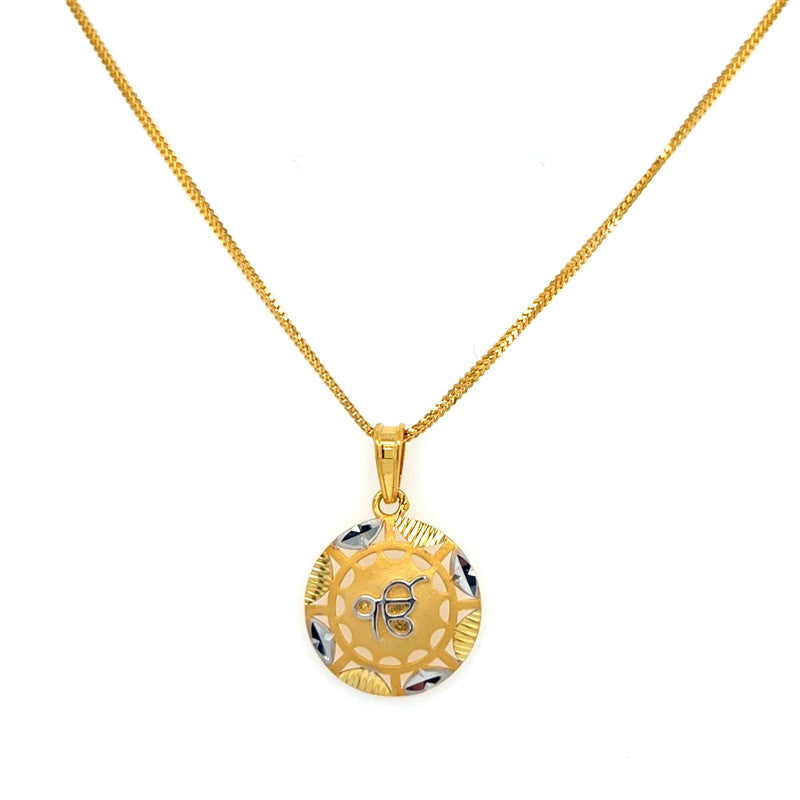 22K Two Tone Gold Ik Onkar Sikh Pendant