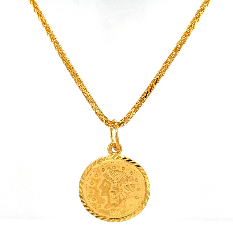 22K Gold Prize Jewellery Modern Flower Medallion Coin Pendant – Gold Palace