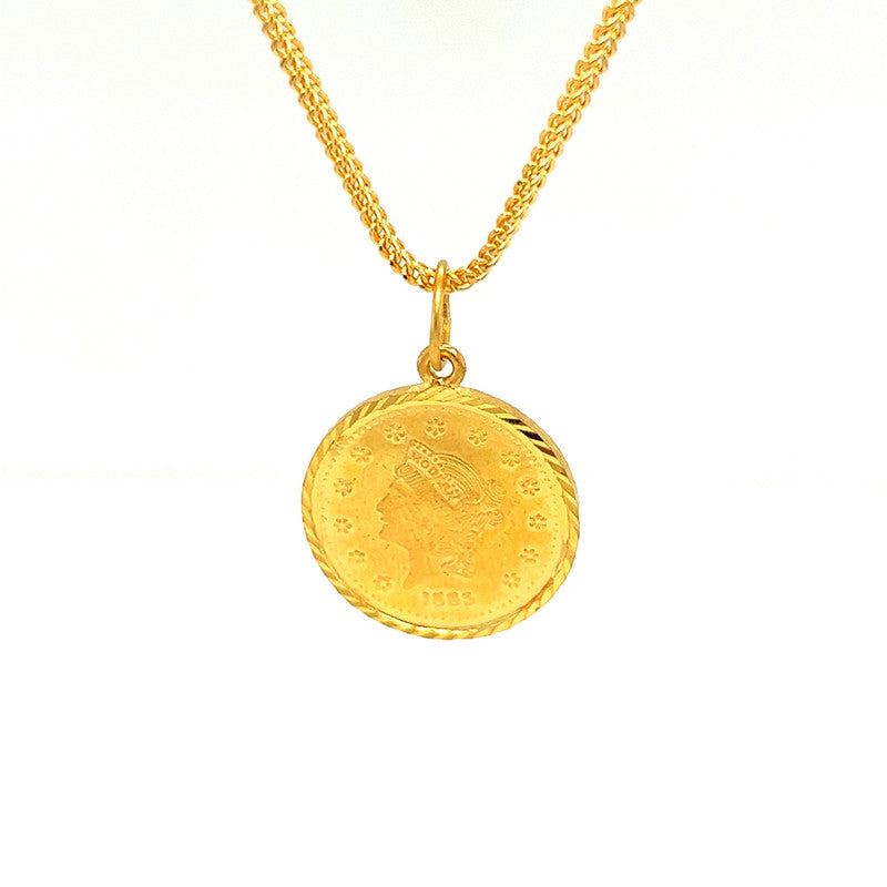 22K Gold Classic Prize Jewellery Modern Flower Medallion Pendant – Gold ...