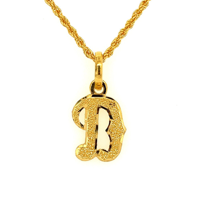 22K Gold Textured "D" Initial Pendant