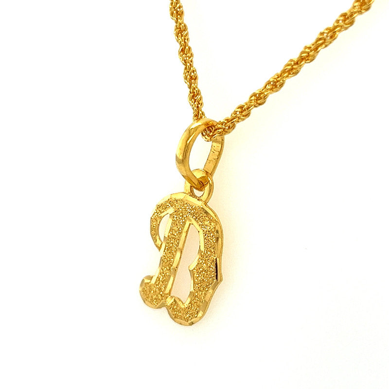 22K Gold Textured "D" Initial Pendant