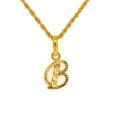 22K Gold "B" Initial Pendant