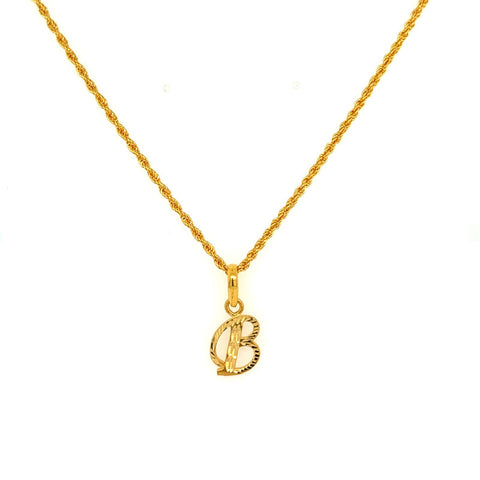 22K Gold "B" Initial Pendant