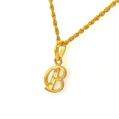 22K Gold "B" Initial Pendant