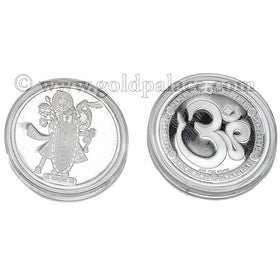 999 Silver Reversible Shreenathji and Om Coin