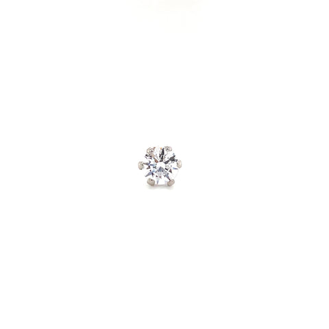 18K White Gold CZ One Stone Nose Pin