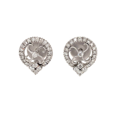18K White Gold Diamond Pinwheel Earrings